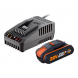 Kit Worx PowerShare 20V MAX – Batteria 2.0Ah con caricabatterie rapido