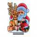 Babbo Natale con renna luminoso effetto infinity H 60 cm