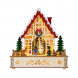 Casetta natalizia in legno con LED e movimento H 23,5 cm